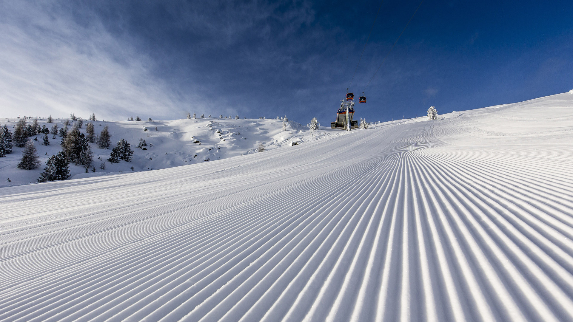 Frisch präparierte Piste