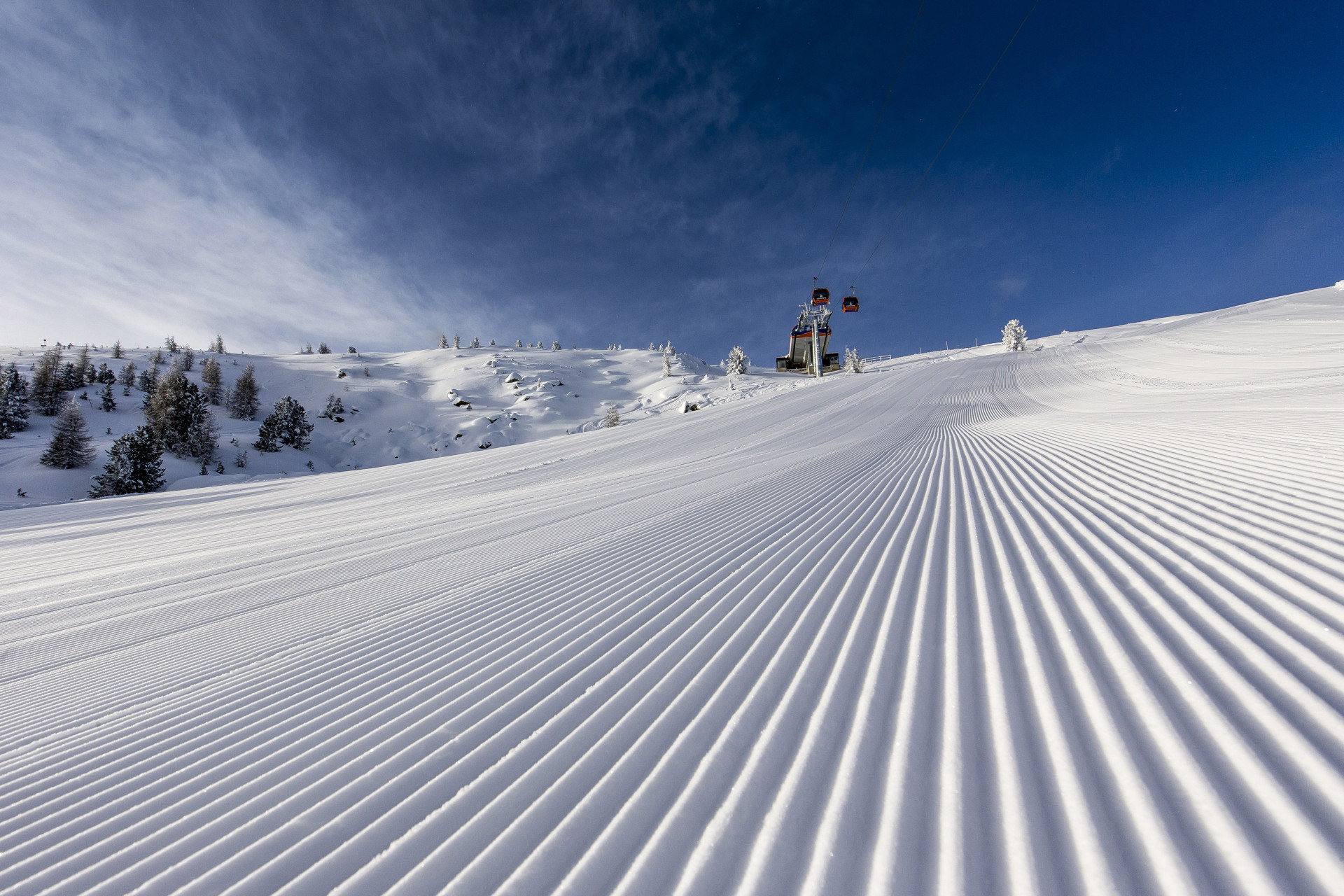 Frisch präparierte Piste